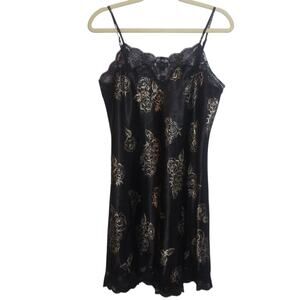 Lilly Wicket Elegant Black Floral Lace Slip Dress Dark Romantic Feminine Size M